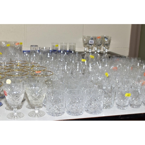 452 - A COLLECTION OF VARIOUS CUT GLASSES, to include twelve Babycham glasses, boxed set of six Edinburgh ... 