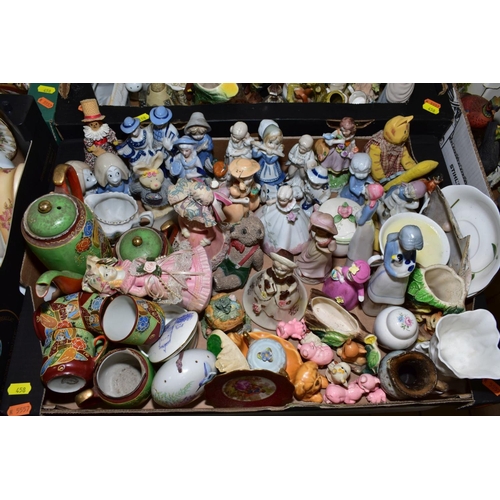 458 - SEVEN BOXES VARIOUS ORNAMENTS, ORNAMENTAL TEASETS, etc, Country Artists and other bird ornaments, et... 