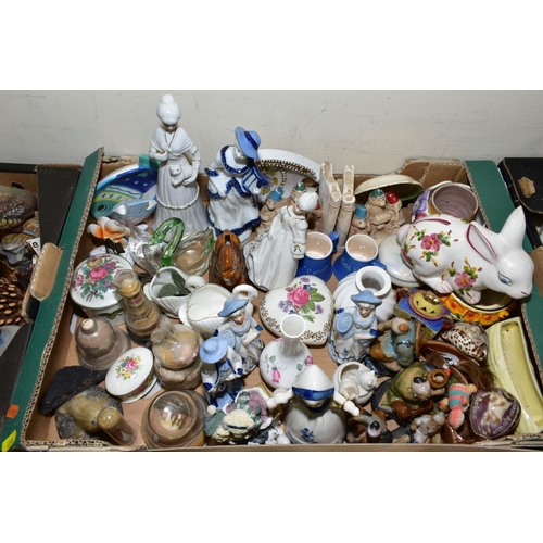 458 - SEVEN BOXES VARIOUS ORNAMENTS, ORNAMENTAL TEASETS, etc, Country Artists and other bird ornaments, et... 