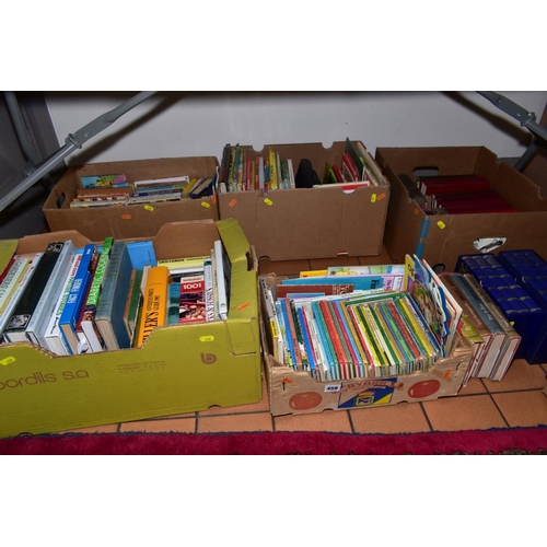 459 - FIVE BOXES AND LOOSE BOOKS, to include children's books (Bloomsbury Books/Warne Beatrix Potter, annu... 