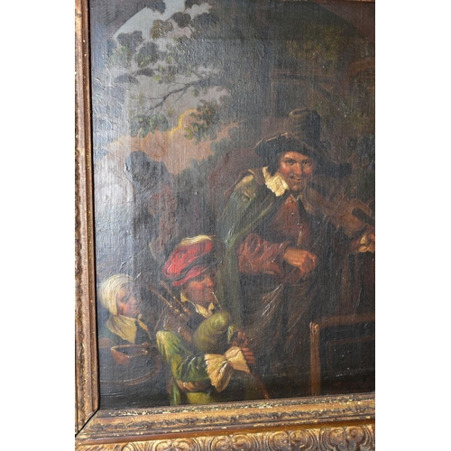 460 - TWO 19TH CENTURY DUTCH STYLE OILS, the first depicts a male figure sharpening a knife, unsigned, oil... 