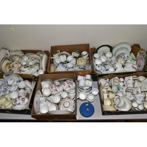 461 - SIX BOXES AND LOOSE TEAWARES, etc, to include Moorcroft Pottery teapot stand, Royal Doulton 'Simplic... 