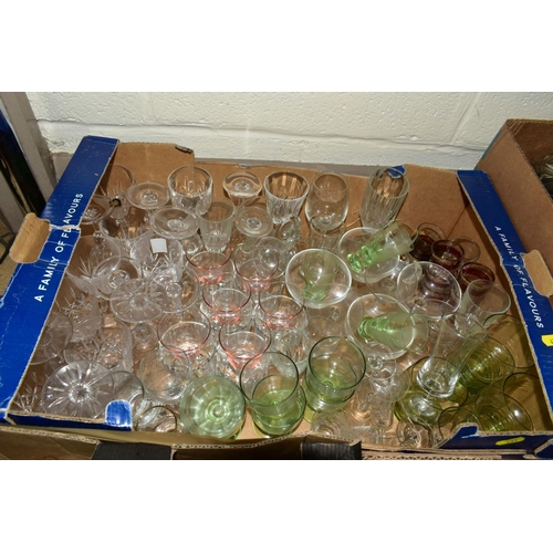 471 - ELEVEN BOXES OF PRESSED GLASS, A BOXED PUNCH SET AND BOXED GLASSES, etc, to include cake stands, vas... 