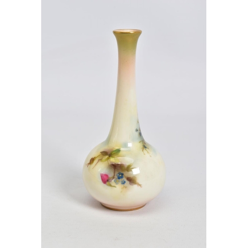 560 - A ROYAL WORCESTER ONION SHAPED VASE, shape No 24?, painted roses and other garden flowers, painted m... 