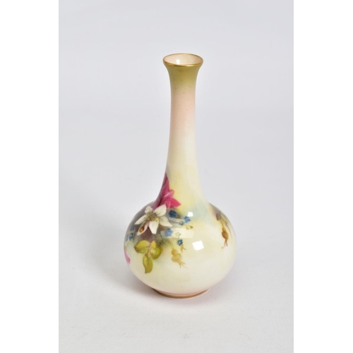 560 - A ROYAL WORCESTER ONION SHAPED VASE, shape No 24?, painted roses and other garden flowers, painted m... 