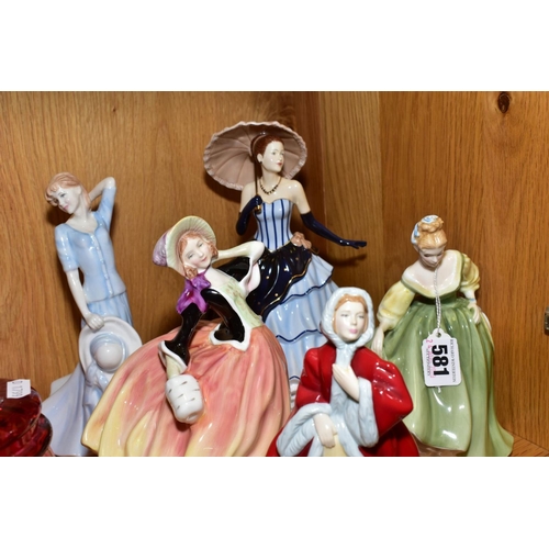 581 - FIVE ROYAL DOULTON LADY FIGURES, comprising Fair Lady HN2193, Pretty Ladies - Amy HN5515, Classics C... 