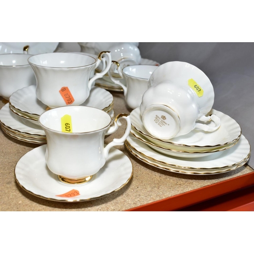 607 - A ROYAL ALBERT 'VAL D'OR' TEA SET, comprising six tea cups and six saucers, a coffee cup and saucer,... 