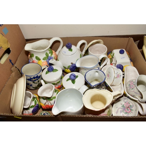 612 - FOUR BOXES OF GLASSWARE, KITCHEN CERAMICS, ORNAMENTS ETC, including a small quantity of Royal Albert... 