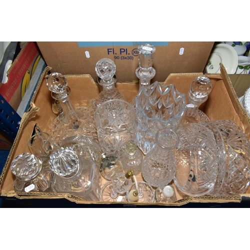 612 - FOUR BOXES OF GLASSWARE, KITCHEN CERAMICS, ORNAMENTS ETC, including a small quantity of Royal Albert... 