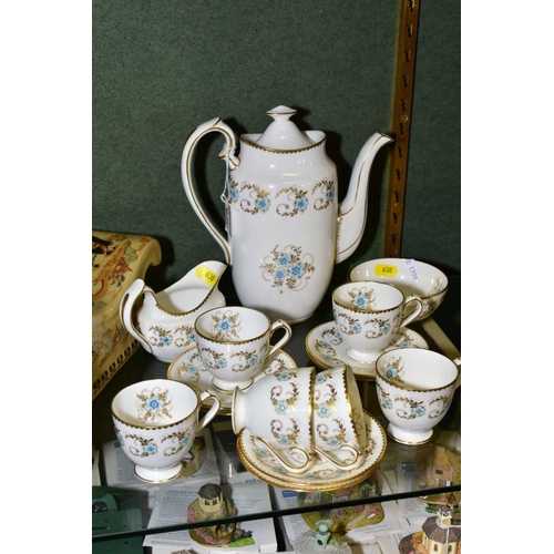 630 - A ROYAL CROWN DERBY 'BLUE PIMPERNEL' SIX PLACE COFFEE SET, comprising six cups, six saucers, milk, s... 