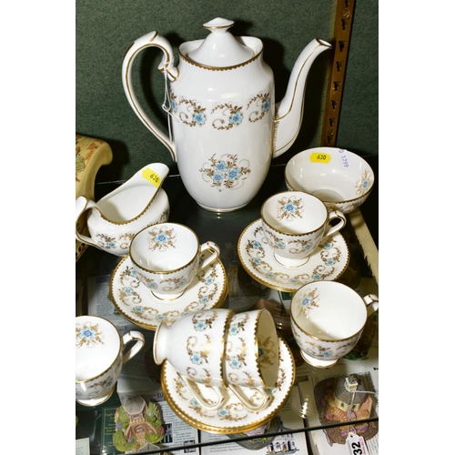 630 - A ROYAL CROWN DERBY 'BLUE PIMPERNEL' SIX PLACE COFFEE SET, comprising six cups, six saucers, milk, s... 