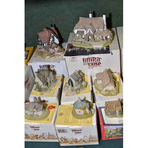 634 - THIRTEEN BOXED LILLIPUT LANE SCULPTURES, all with deeds except where mentioned, two from The North C... 