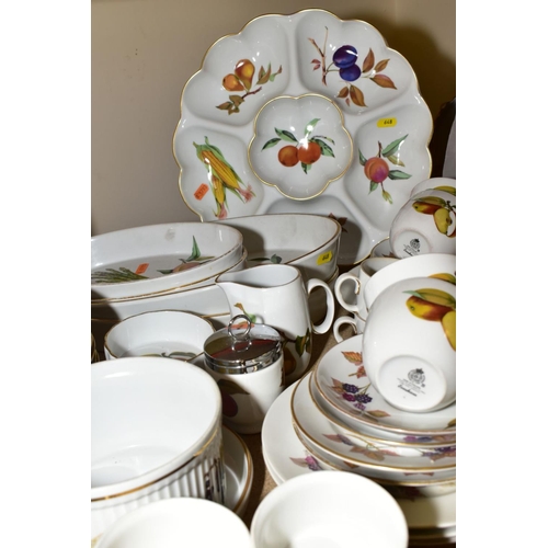 648 - A QUANTITY OF ROYAL WORCESTER 'EVESHAM' PATTERN DINNER AND COOKWARE, including eleven dinner plates,... 