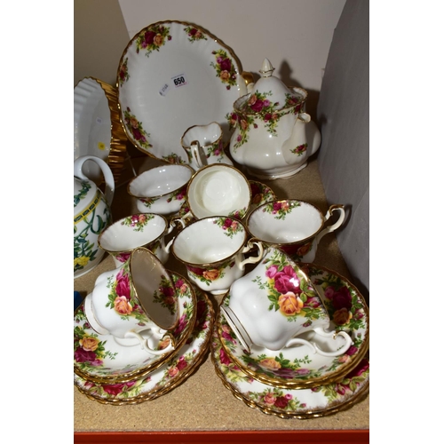 650 - A ROYAL ALBERT OLD COUNTRY ROSES TEASET, six settings, seconds quality bread and butter plate, milk ... 