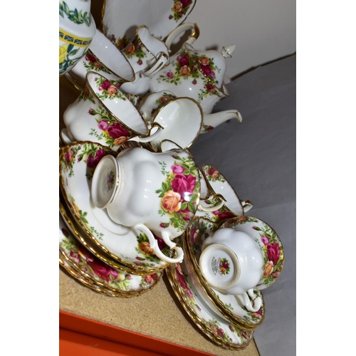 650 - A ROYAL ALBERT OLD COUNTRY ROSES TEASET, six settings, seconds quality bread and butter plate, milk ... 