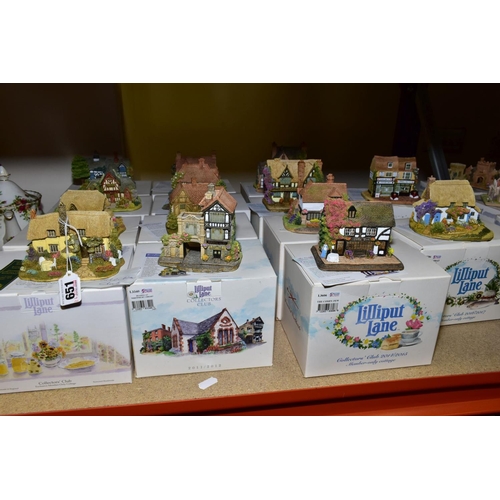 651 - FOURTEEN BOXED LILLIPUT LANE COLLECTORS CLUB SPECIAL EDITIONS SCULPTURES, all with deeds, 'Honey Pot... 