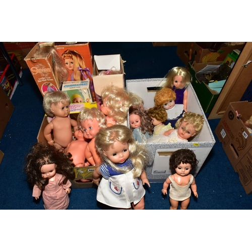 668 - A COLLECTION OF 1960'S AND 1970'S PLASTIC AND VINYL DOLLS, to include boxed Palitoy Sheena (x2) one ... 