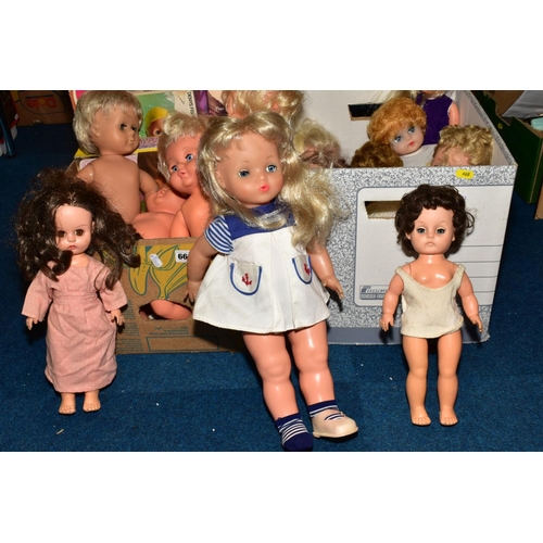 668 - A COLLECTION OF 1960'S AND 1970'S PLASTIC AND VINYL DOLLS, to include boxed Palitoy Sheena (x2) one ... 