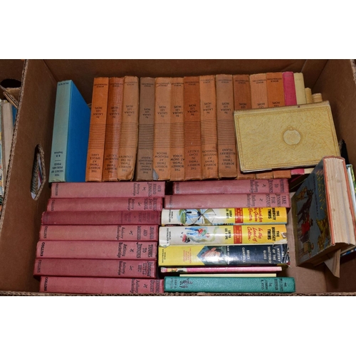 687 - FIVE BOXES OF CHILDRENS BOOKS, including Enid Blyton, Laura Lee Hope 'The Bobbsey Twins', two first ... 