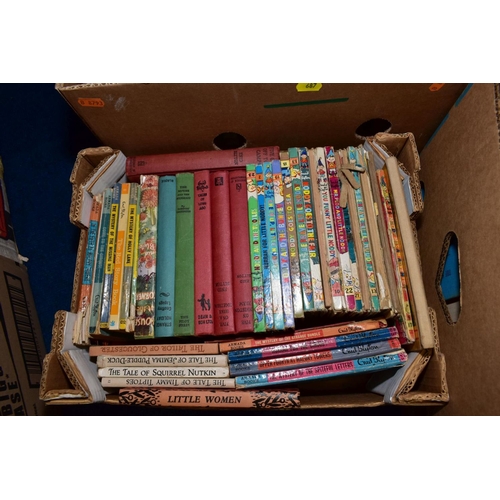 687 - FIVE BOXES OF CHILDRENS BOOKS, including Enid Blyton, Laura Lee Hope 'The Bobbsey Twins', two first ... 