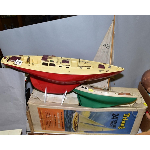 705 - A BOXED TRI-ANG PLASTIC 24'' RACING YACHT, Ocean Cabin Racer 'Osprey', No.404S, contents not checked... 