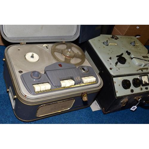 709 - A VINTAGE FERROGRAPH MODEL 2A REEL TO REEL TAPE PLAYER, with manual and cover, together with a Phili... 