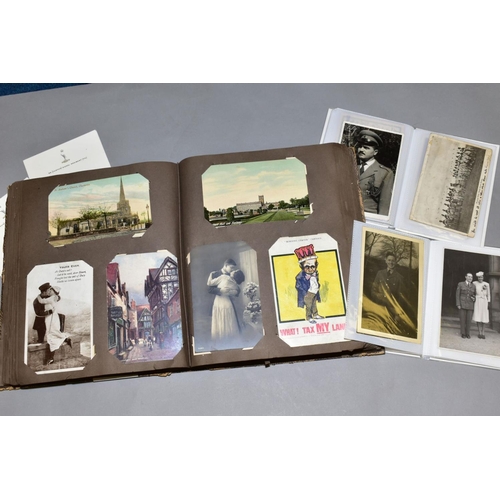 726 - POSTCARDS AND PHOTOGRAPHS, one large album and two small albums containing approximately two hundred... 