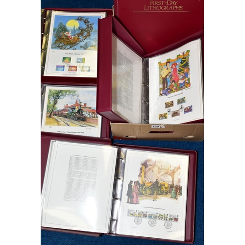 730 - FIVE PRESENTATION CASES OF LIMITED EDITION FIRST-DAY LITHOGRAPHS, produced by Sumner Collection, app... 