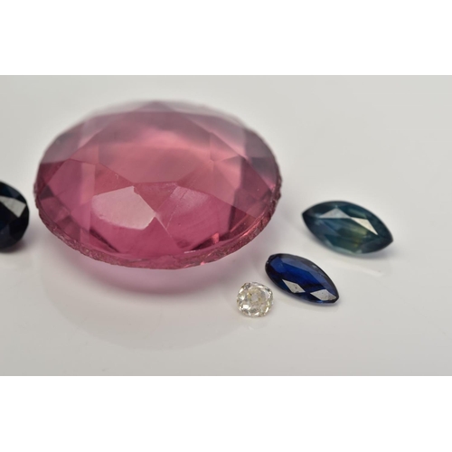 81 - A SELECTION OF LOOSE GEMSTONES, to include a round brilliant cut diamond, approximately 3mm, an old ... 