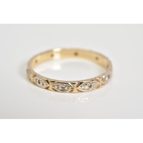 82 - A 9CT GOLD DIAMOND FULL ETERNITY RING, the detailed band set with single cut diamonds, 9ct hallmark ... 