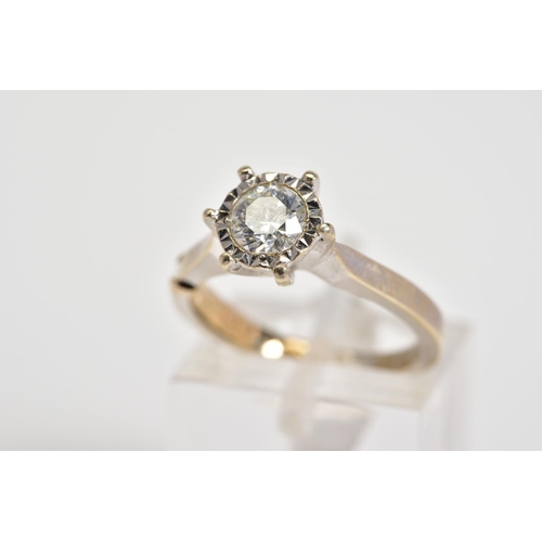 97 - A MODERN 18CT WHITE GOLD DIAMOND SINGLE STONE RING, estimated diamond weight 0.50ct, colour assessed... 