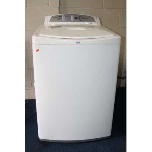 1150 - AN LG THREE STEP TURBODRUM 10KG WFT1081TP TOP LOADING WASHING MACHINE (PAT pass), together with a LE... 