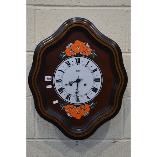 1341 - A MODERN FRENCH STYLE WALL CLOCK, with Roman numerals and later markings reading 'Maty, Made in Fran... 