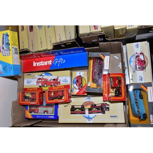 673 - THREE BOXES OF BOXED DIECAST VEHICLES, the boxed vehicles mostly Corgi, including Classic Commercial... 