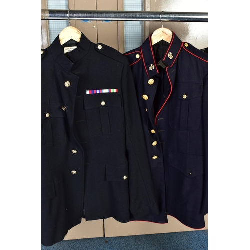 134 - SIX MILITARY JACKETS, a single breasted dress uniform jacket, French with a breast badge for the 1st... 