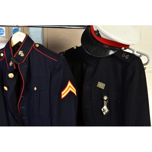 134 - SIX MILITARY JACKETS, a single breasted dress uniform jacket, French with a breast badge for the 1st... 