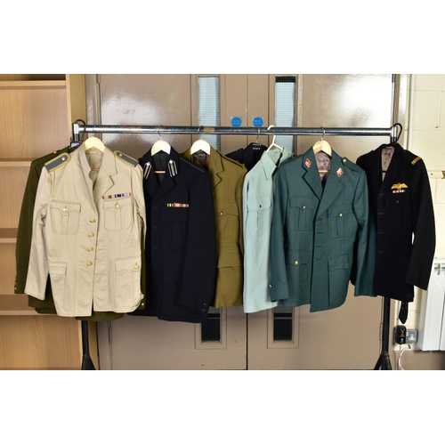135 - SEVEN MILITARY JACKETS, an Officers jacket with Royal Engineers buttons, etc, a black Dress jacket p... 