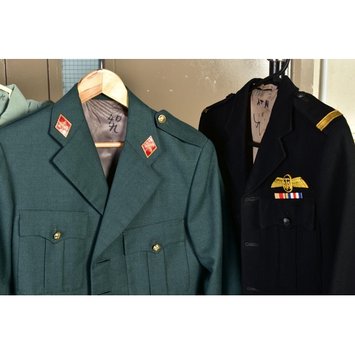 135 - SEVEN MILITARY JACKETS, an Officers jacket with Royal Engineers buttons, etc, a black Dress jacket p... 