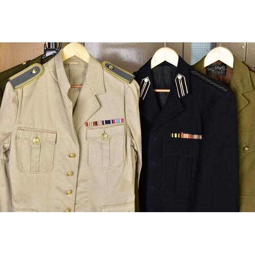 135 - SEVEN MILITARY JACKETS, an Officers jacket with Royal Engineers buttons, etc, a black Dress jacket p... 