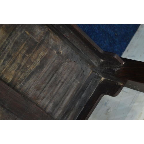 1364 - A PAIR OF 19TH CENTURY ORIENTAL HARDWOOD LAMP TABLES with a single drawer, 33cm square x height 33cm