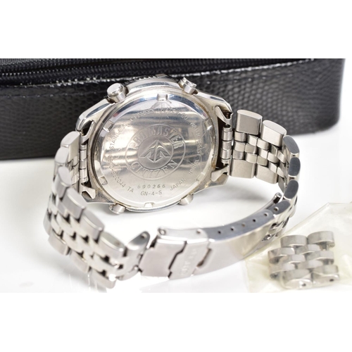 29 - A GENTLEMENS CITIZEN WORLD TIME CHONOGRAPH PROMASTER WRISTWATCH, with a black multi functional dial,... 