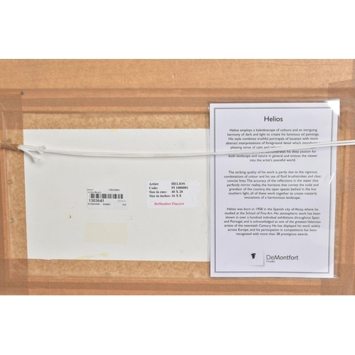 302 - HELIOS GISBERT (SPAIN 1958) 'ON THE BEACH', boats on the beach at low tide, oil on board, signed bot... 