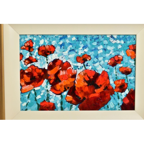303 - TIMMY MALLETT (BRITISH CONTEMPORARY) 'GIANT POPPIES BY THE POOL', signed top right, oil on board, ap... 