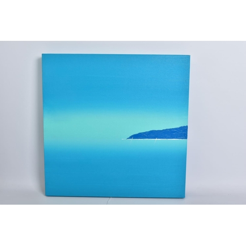 304 - MARIA LOPEZ (CONTEMPORARY), abstract study in blue, signed bottom right, oil on board, gallery attri... 