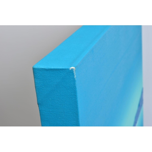 304 - MARIA LOPEZ (CONTEMPORARY), abstract study in blue, signed bottom right, oil on board, gallery attri... 