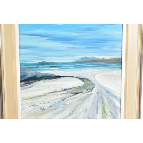 318 - TOM BARRON (BRITISH CONTEMPORARY) 'NORTH FROM SANNA BAY III', a Scottish landscape coastal landscape... 