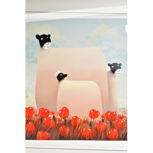 320 - MACKENZIE THORPE (BRITISH 1956) 'FAMILY', a limited edition print 32/95 depicting a ewe and two lamb... 