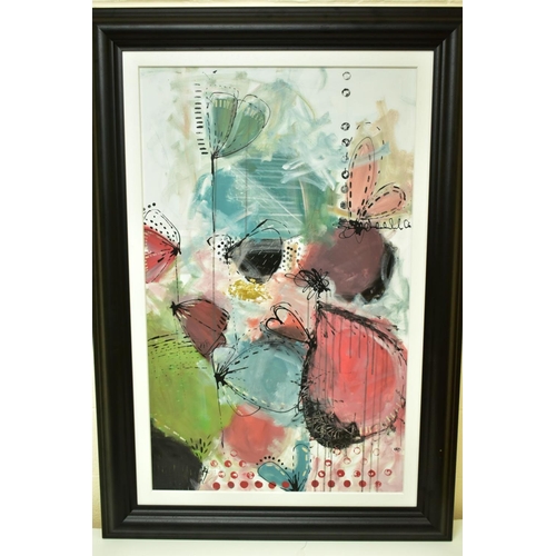 321 - ANNIE RODRIGUE (CANADIAN CONTEMPORARY) 'MOVEMENT III', abstract wildflowers, signed lower right, oil... 