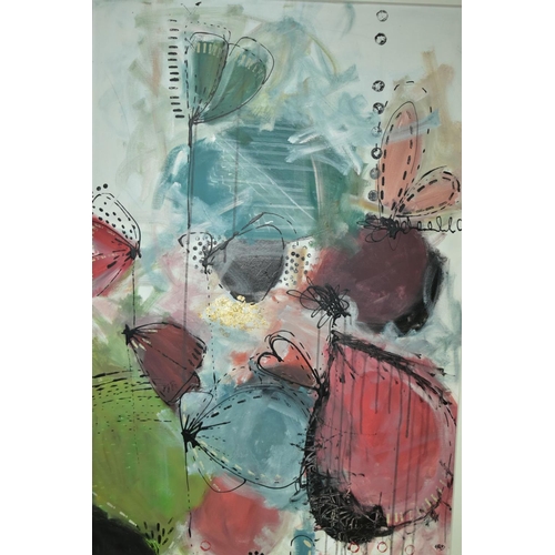 321 - ANNIE RODRIGUE (CANADIAN CONTEMPORARY) 'MOVEMENT III', abstract wildflowers, signed lower right, oil... 