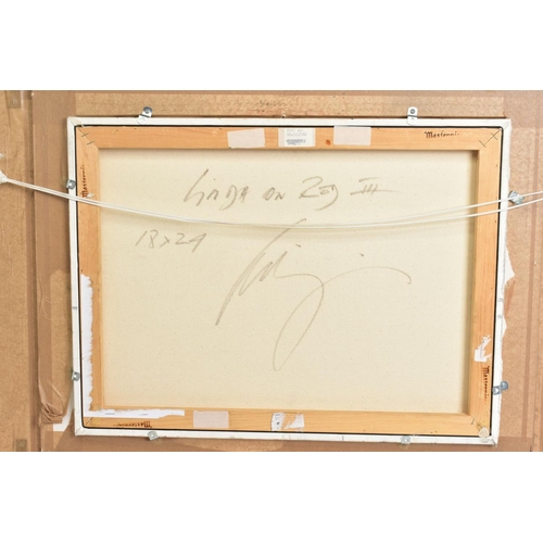 323 - FABIAN PEREZ (ARGENTINA 1967) 'LINDA IN RED III', a female figure relaxing in a leather armchair, si... 